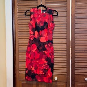 NWT Calvin Klein Red Flower Dress